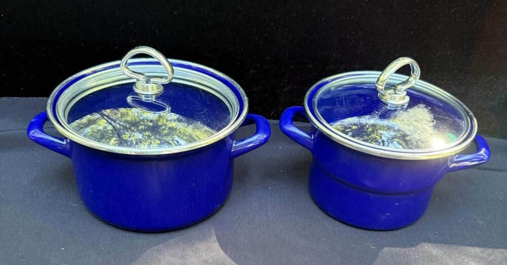 Chantal Enamel on Steel Cobalt Blue Stock Pots & Lids EUC